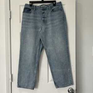 RYEGRASS Women's Size 12 High Rise Straight Leg Button‎ Fly Jeans Light Wash EUC